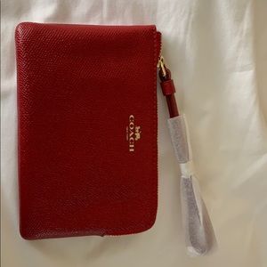 Coach corner zip wristlet. True Red